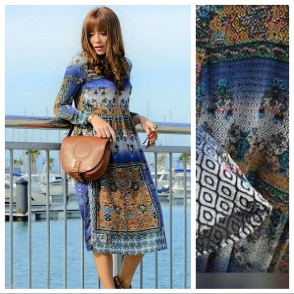 NWOT. Zara Patchwork Print Midi Dress. Size S. - Picture 2 of 11